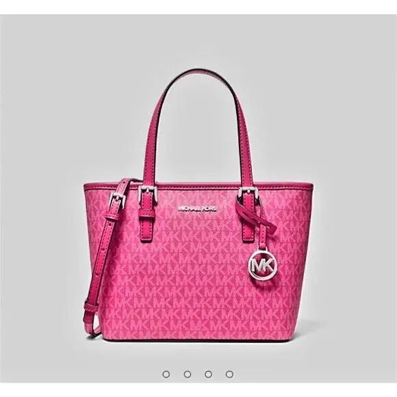 MICHAEL KORS OUTLET JET SET EXTRA SMALL LOGO ZIP TOP TOTE BAG - Picture 5 of 6